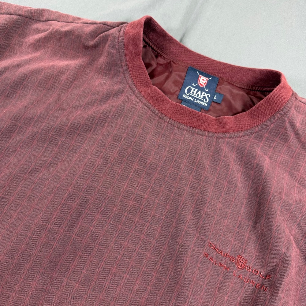 Chaps Ralph Lauren Golf Windshirt Mens Large Maroon Pullover Vintage